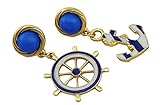 Hanessa Anker & Ruder Ohrringe in Blau/Weiß/Gold Meer See-Fahrer Maritim Wasser Damen-Schmuck