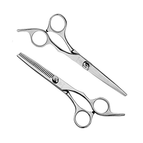 TOPBeauty 2pcs professional 5.5 inch Two-tailed scissor white thinning scisors cutting barber hair scissors set shears hairdressing scissors