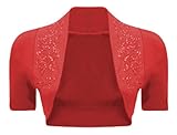 Lush Clothing B69-100% Cotton Sequin Beaded Cap Short Sleeve Shrug Bolero Cardigan Top-Sz
