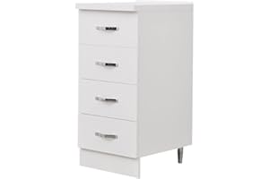 KLESIA Mobile Mobiletto Base Da Terra Per Cucina Componibile Bianco o Grigio Cemento (Cassettiera 40l x 50P x 85H cm, Bianco)