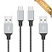 Produktbild Budget&Good 2M mit Nylon Umflochtenes Verwicklungssicheres 2.0 USB Kabel Datenkabel Ladekabel Verbindungskabel für Android Smartphones, Samsung Galaxy, HTC, Huawei, Sony, Nexus, Nokia, Kindle und mehr - Schwarz (2Pack)