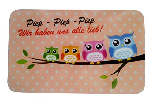 Frühstücksbrettchen 4’er Set Eule + Frotteehandtuch Eule Gratis (bunt + Handtuch) - 4