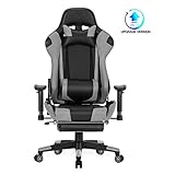 kopfstütze leder schwarz HOHE SICHERHEIT: Integrierter Metallrahmen, explosionsgeschützte Gasdruckfeder nach internationalem Standard, stabile Gaming-Stuhlsockel mit leicht laufenden Rollen sorgen für eine hervorragende stabile Struktur. (Maximale Gewichtskapazität: 150KG)