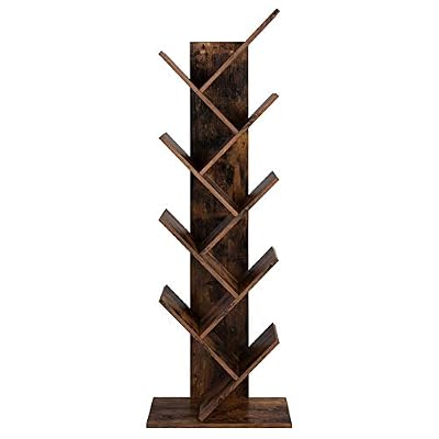 VASAGLE Étagère à 8 Niveaux, Bibliothèque, Style Industriel, Meuble de Rangement, en Forme Arbre, pour Salon, Bureau, Brun Rustique LBC11BX