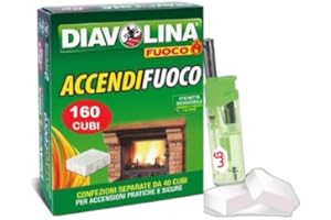 MAGAZZINI GM Diavolina Accendifuoco Classico,il n.1 in Italia, Accensione Istantanea Pratica Sicura per Camino, Stufa, Legna, Barbecue con Accendino GM (160)