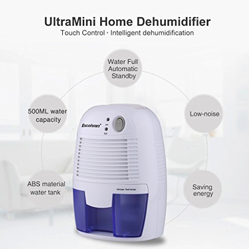 Mini Luftentfeuchter Raumentfeuchter Entfeuchter Luftentfeuchtungsgeräte Feuchtigkeitsabsorber mit 500ml Wassertank Tragbarer Lufttrockner gegen Feuchtigkeit Schmutz und Schimmel zu Hause im Schlafzimmer Büro Küche - 2