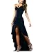 Dragonpad Sexy V-neck Backless Bodycon Club Dress Lotus Leaf Swing Skirt Black 2XL