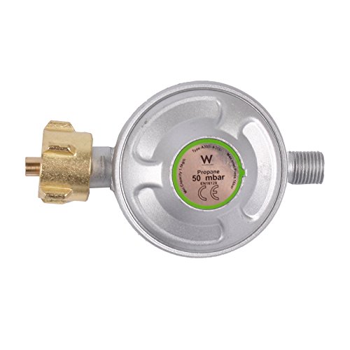 Camping-Regler-Set: 150 cm Schlauch + 50 mbar Druckregler + Sicherheitsaufkleber - 2