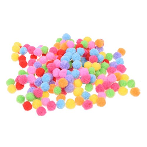 SODIAL (R) 200 Stueck 10mm Durchmesser Pluesch Bunte Pom Naehen Kugel auf Kleidung Hosen Taschen