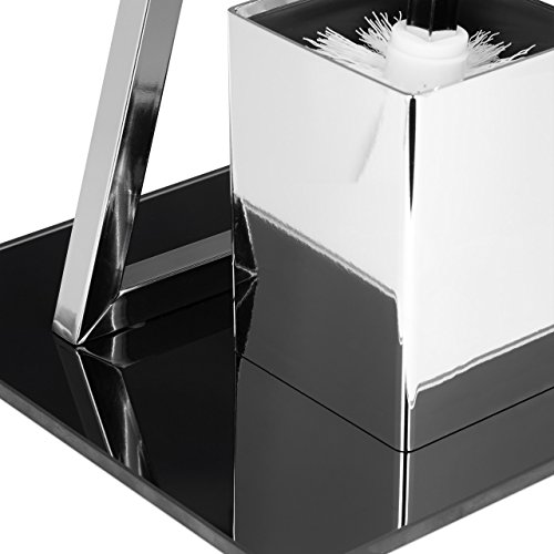 Relaxdays WC Garnitur GLASS H x B x T: 77 x 25 x 25 cm Toilettenpapierhalter aus Glas und Metall in Edelstahl-Optik mit Klobürste als Klopapierhalter freistehend WC Bürstengarnitur, silber-schwarz - 6
