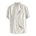 Produktbild YEARNLY Herren Hemd Kurzarm Slim Fit Baumwolle und Leinen für Anzug/Business/Hochzeit/Freizeit,Hemden Shirts für Männer, Grau/Schwarz/Weiß/Khaki/Hellblau