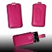 Produktbild Handy Tasche Kunstleder pink mit Zugband für ZTE Atlas / Nokia Asha 305 / Blackberry Curve 9320 / Nokia Asha 306 / HTC Desire X / Sony Xperia miro / Samsung S7530 Omnia M / Samsung S5750 Wave 575 / ZTE N880 E / Vodafone 555 / Vodafone Smart II Glam