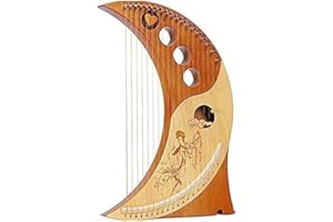 TOYOCC Lye Harp Tuning Wrench Instruments Adult Wooden Harp Harp 19 Strings Guitar Instrument 19 Tone Lyre Moon Harp Guitar for Music Lovers, Children and Adults