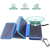 ☀️【2 Métodos de entrada - 3 paneles solares y USB 5V 2A】Esto cargador inalámbrico solar puede absorber más luz del sol a través de los paneles solares 3, acorta el tiempo de carga solar, que es de 3 a 5 veces más rápido que otros cargadores solares. Solar utilizado como el principal método de carga para actividades al aire libre. También puede cargarlo a través de una computadora o adaptador a través de un cable USB