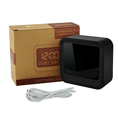 Welltop Digital Wecker mit 3 Sätzen Alarm, Zeit / Temperatur / Luftfeuchtigkeit Anzeige, Großbildschirm Reise Wecker, Schwarz - 8