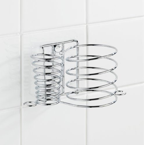 WENKO 20648100 Haartrocknerhalter und Glätteisenhalter Milano – mit Kabelhalter, zur Wandmontage, Stahl, 21 x 11.5 x 12 cm, Chrom - 3