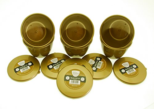 Just Pudding Basins Gold Pudding Basin Assortment - Gold Medal Collection 3X 1/2pt 3X 1pt & 3X 1.5pt Golden Coloured Plastic Bowls and lids