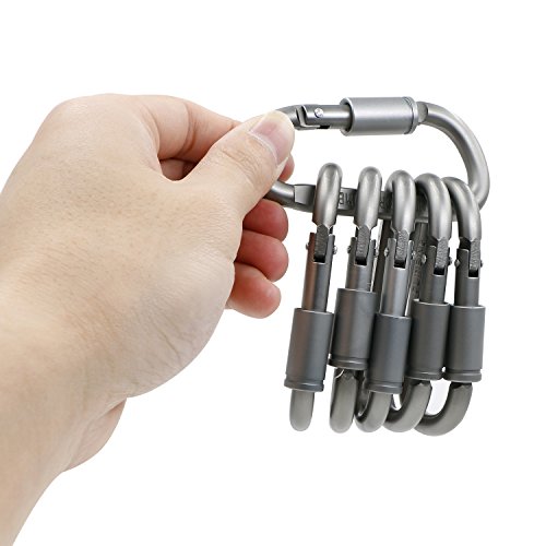 Utmury Karabiner Schlüsselanhänger Karabinerhaken mit Schraubverschluss,Aluminium Legierung Haken D-Ring Haken Außen (nicht zum Klettern)(6 Stück) - 3