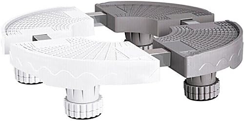 ZCRFY Air Conditioning Base Multi-Functional Movable Adjustable Base Round Washing Machine Base Mobile Flower Holder Oval Heightening Bracket Thickening Increase Bonsai White And Gray