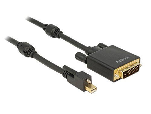 Delock 83727 Kabel mini Displayport 1.2 Stecker mit Schraube auf DVI Stecker 4K Aktiv 3 m schwarz