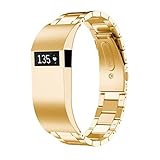 IGEMY Ersatzarmband aus Edelstahl für Fitbit Charge HR 233mm (Gold)