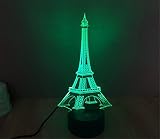 SmartEra® 3D optische Täuschung Eifelturm Beleuchtung Nacht 7 Farbwechsel USB Touch Taste LED Schreibtisch Tabellen Licht Lampe Tischleuchte - 5