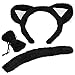 Popamazing Fashionable Cute Black Cat Ears Head Band, Bow Tie Collar & Tail Costume Accessory Fancy Dress Hen Night Party