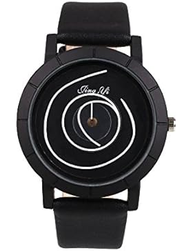 Rosepoem Quarz-Analoguhren Arbeiten Sie kreative Kinderuhr PU-Armband-Uhr Herren Damen-Armbanduhr Unisex Schwarz