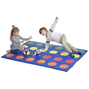 SoftZone Rainbow Dot N Roll Activity Mat - Twisting Party Game with Giant Foam Dice - Fun Group Game for Parties and Schools