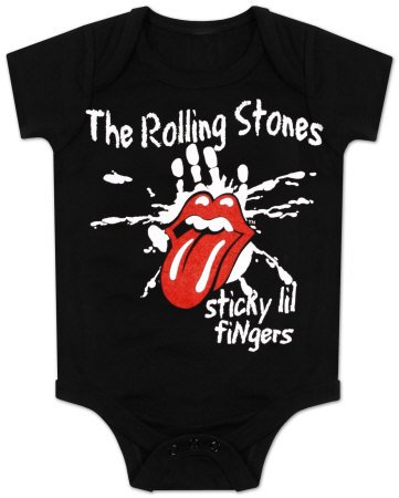 The Rolling Stones Sticky Lil Fingers Black Snapsuit Infant Onesie Baby Romper (24 Months)