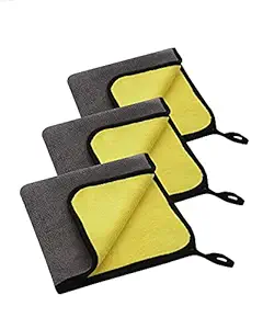 Vocado 800GSM Super Thick Plush Microfiber Soft Car Cleaning Cloth Towels (3 Pieces, 45cmx38cm)