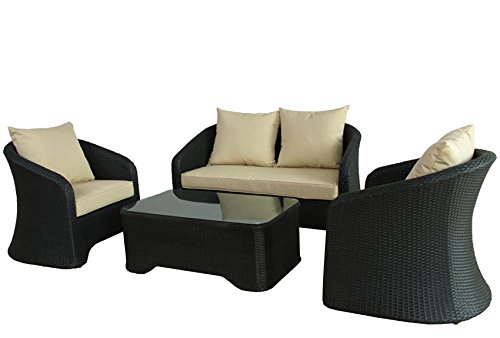 POLY RATTAN Lounge Gartenset SCHWARZ Sofa Garnitur Polyrattan Gartenmbel Neu POLY RATTAN Lounge Gartenset SCHWARZ Sofa Garnitur Polyrattan Gartenmbel Neu