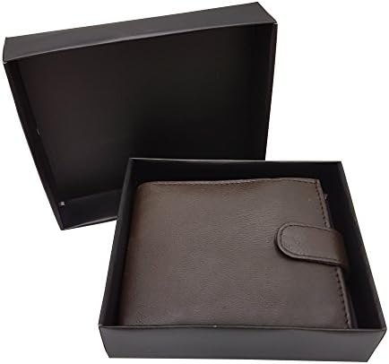 MENS RFID WALLET - Contactless Safe RFID BLOCKING SCAN PROOF Mens Designer Wallet - Genuine Leather - KEEP YOUR MONEY SAFE - 10 Credit Card Spaces, Large Zipped Note Pocket &amp; Popper Coin Pouch (Brown)