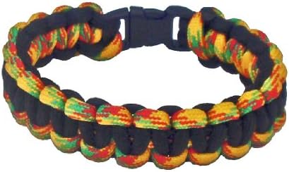 RootsBay Solomons Bar/Cobra Weave 550 Paracord Survival Bracelet (Rasta 2, 8.5 inch)
