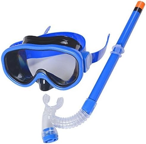 Swimming Studying Goggles Diving Mask Snorkel Set Blue (Age 3-11)