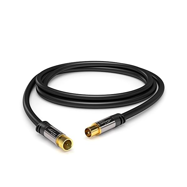 KabelDirekt – 1m Cable TV Sat (75 Ohm, HDTV, Conector F a Conector coaxial, Cable coaxial soporta HDTV, DVB-T2, DVB-C… - Image 3