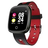 Luckhome Uhr Sportuhr Digitaluhr,w19 Smart Watch Sport Fitness Aktivität Herzfrequenz Tracker Blutdruck Uhr(rot)