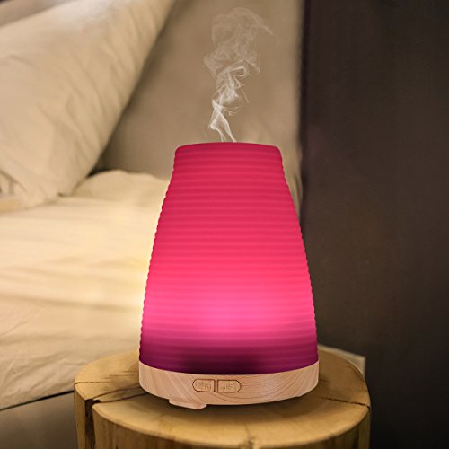 Aroma Diffuser Öl Duftzerstäuber Luftbefeuchter, ELEGIANT 100ML Mini Multifunktion Ultraschall Humidifier Aromatherapie Duft Diffuser Öl Diffusor Ultrasonic Aromatherapy Spray Dust +Stimmungslicht Nachtlicht mit 7 LED Farbwechsel verschiedenfarbigem Licht Night Light Mute Colorful Lamp Light Atomization Nano-Atomization Technology sicher und leise Höhe 14cm für Schlafzimmer Kinderzimmer Wohnzimmer Schreibtisch Büro Konferenzraum Babies kinder Beauty-Salon Spa Yoga usw - 4