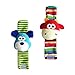 Eleery 4 Pcs Unisex Baby Animal Rattle Toys Wrist Bands & Foot Socks Newborn Feet Finder Developmental Toys Foot Wear Accessories
