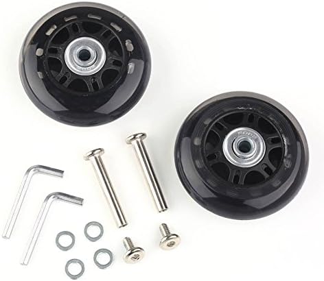 HRUS Replacement Wheels, Set of 2 with Axles, 80mm Wheel Size, Soft-ride Durometer, for Luggage Suitcase Repair