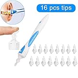 Nettoyant Oreille - Nettoyeur d'Oreilles Système d'outils de nettoyage de cire d'oreille mini portable avec 16 têtes de remplacement en silicone jetables améliorées