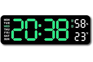 LZYWOD Reloj de pared digital, reloj de pared grande de 13 pulgadas, calendario digital, reloj digital de pantalla grande, reloj digital LED con control remoto, regulador de cuenta regresiva con temperatura