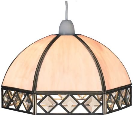 BV8AB Beige Bevelled Glass Tiffany Ceiling Pendant Shade.