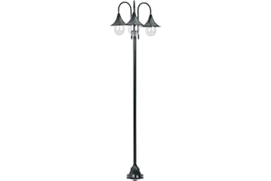 Homgoday Lampione da Giardino E27 220 cm Alluminio 3 Lampade Verde Scuro, Mobili per Casa Interno Esterno Soggiorno Camera da Letto