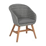 Rattan & Akazienholz in Bestform: Der Korbsessel mit farblich perfekt abgestimmter Sitzauflage bietet maximalen Komfort & macht sowohl am Esstisch als auch solo in der Garten Lounge eine gute Figur