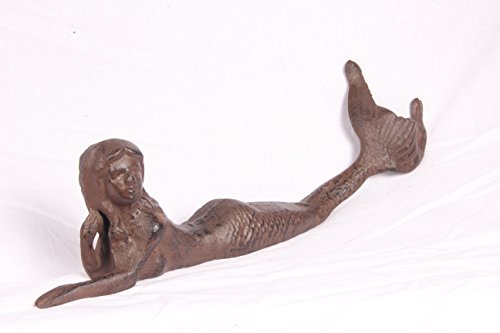 Gusseisen liegende Meerjungfrau Metall braun Garten Deko Figur Skulptur - 2