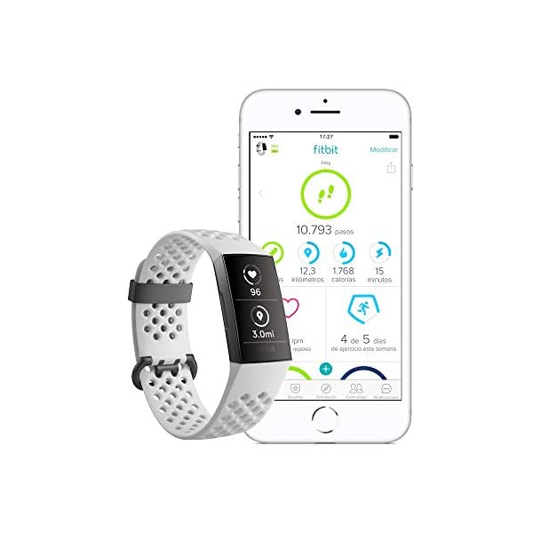 Fitbit Charge 3 Pulsera Avanzada de Salud y Actividad física, Unisex-Adult, Blanco Hielo/Aluminio Color Grafito, Talla… - Image 3