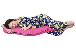 Momsyard Full Body C Shape Maternity/Pregnancy Pillow for Pregnant Women Made of 100% Cotton Pillow Cover - 1.8 Kg (Polka Pink)