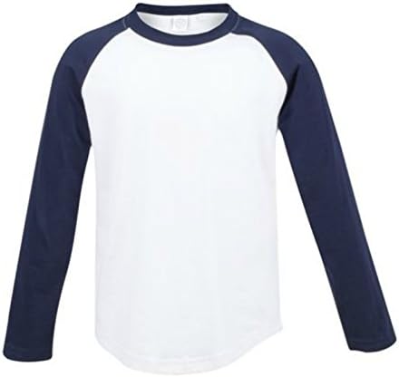 Skinni Minni Childrens/Kids Long Sleeve Baseball T-Shirt Raglan Jersey (Age 9-10, White/Oxford Navy)