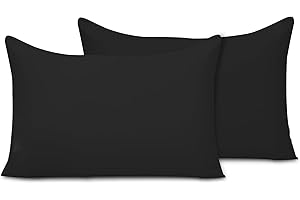 Pamposh Pillow Cases 2 Pack Super Soft Brushed Microfibre Pillow Covers Hypoallergenic Breathable Non Iron Envelope Closure Black Pillow Cases